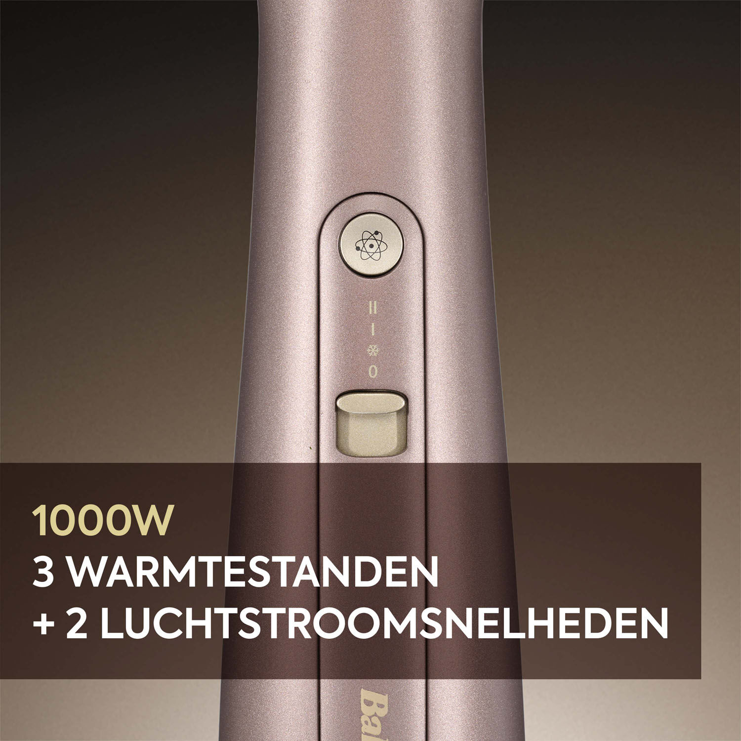 1000W . 3 warmtestanden + 2 luchtstroomsnelheden